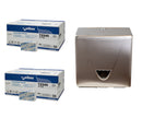 RVS Vouwhanddoekdispenser + 2ds Vouwhanddoeken (2x 3750 stuks)